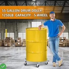 2-Pack 55 Gallon Heavy Duty Drum Dolly - 1250LB Capacity Barrel Cart w/5 Swivel Casters Reinforced Cross Braces & Steel Frame