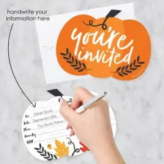 Big Dot of Happiness Fall Pumpkin - Shaped Fill-In Invitations - Halloween or Thanksgiving Party Invitation Cards with Envelopes - Set of 12