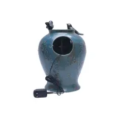 Blue Verdigris Bird Indoor Water Fountain with LED Light and Pump - Foreside Home & Garden