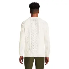 Lands' End Men's Cotton Blend Aran Cable Crew Neck Sweater
