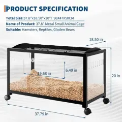38" Metal Large Rat Cage Stackable with Top Access,Ventilated Pet Mouse Cages with Front Door,Portable Hamster House for Rats, Guinea Pigs