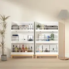 YONWAY Wall-Mounted Kids Bookshelf with 3 Front-Facing Display Shelves, Toy Storage Organizer for Bedroom, Playroom, Nursery and Classroom