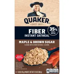 Quaker Fiber Boost Maple and Brown Sugar Flavored Instant Oatmeal - 12.6oz/8ct