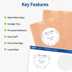 Avery Printable Round Labels with Sure Feed, 3" Diameter, Matte White, Permanent Adhesive, Laser & Inkjet Printers, 150 Blank Labels (5655)