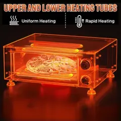 ROVSUN Indoor Pizza Oven Countertop, 1100W Stainless Steel Single Layer Commercial Electric Pizza Oven w/ Timer and Temperature Control, Easy-to-Clean