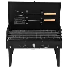 SEVOBAL Outdoor Grills, Griddles and Smokers Portable Square Charcoal Grill, BBQ with Adjustable Height for Outdoor, Black, 17.9"*12.79"*3.15"