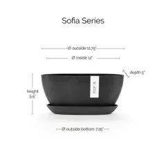 Ecopots Sofia Durable Modern Oval Indoor/Outdoor Recycled-Based Composite Flower Pot Planter w/ Water Reservoir