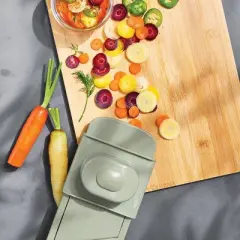 Hand Held Mandoline Green - Figmint&trade;: Stainless Steel Cucumber Slicer, Dishwasher-Safe Kitchen Tool