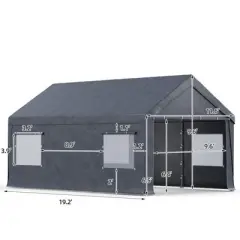 EROMMY 12 Ft X 20 Ft Car Canopy Portable Garage, Gray