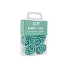 JAM Paper Colored Circular Paper Clips Round Paperclips Teal 2 Packs of 50 21832066B