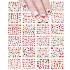 Wrapables Valentine's Day Water Transfer Nail Decals, 24 Sheets (Hearts & Blossoms)