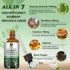 Lukaree Soursop Graviola Extract Liquid Drop Plus Pure Botanical Sea Moss for Immunity, Liver & Antioxidant - 1 Fl.oz