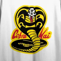 Cobra Kai Yellow And Black Cobra Women's White 21" Cropped T-shirt
