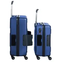 TACH V3 Connectable 2 Piece Hardside 20 Inch Carry On and 28 Inch Checked Suitcase Suitcase Luggage Set with Spinner Wheels, Midnight Blue