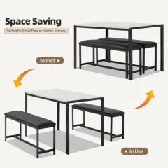EROMMY Space-Saving Dining Table Set&ndash; Featuring a Stylish Faux Marble or Wood Grain Table with Modern Chairs - White