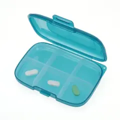 Unique Bargains 6 Grids Single Layer Pill Box with Hanging Rope 1 Pc