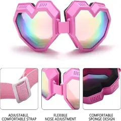 Link Active Heart Shaped Ski & Lifestyle Goggles  UV Protective Reflective Eyewear Men & Women