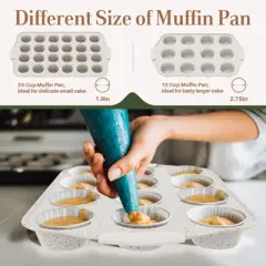 Itopfox 10-Piece Nonstick Bakeware Set with Silicone Handles, Includes Cookie Sheets, Cake Pan, Loaf Pan, Pizza Pan, Muffin Pan, White