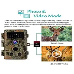 BlazeVideo 2-Pack 24MP 1296P H.264 Outdoor Waterproof Trail, Cameras with Night Vision, Motion Activated, 0.1S Trigger Time for Hunting, Home Security