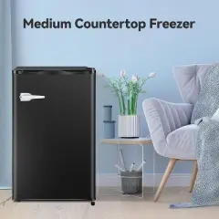 2.3 Cu.ft Mini Freezer, Compact Upright with Handle, Removable Shelves, Adjustable Thermostat, Low Noise &yuml; Ideal for Bedroom, Apartment