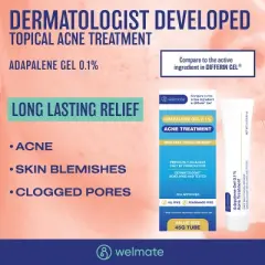 WELMATE Adapalene Gel 0.1% Acne Retinoid Treatment Paraben Free &ndash; 45g
