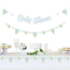 Big Dot of Happiness Baby Boy Dinosaur - Baby Shower Letter Banner Decoration - 36 Banner Cutouts and Baby Shower Banner Letters