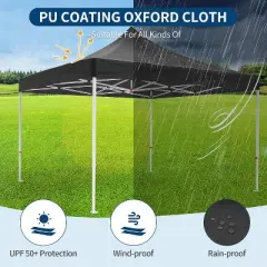 10 x 10 FT Pop Up Canopy, Heavy Duty Instant Tent w/Carry Bag, All Season Commercial Sun Shelter, Portable Canopy for Patio, Backyard, Bench, Garden