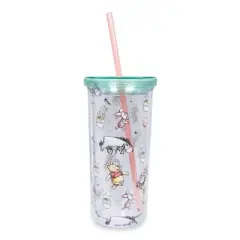 Silver Buffalo Disney Winnie the Pooh Character Toss Acrylic Carnival Cup with Lid and Straw
