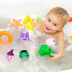 Joyfy Halloween Party Favors 6 Pcs Halloween Light-Up Bath Toys for Baby Toddler Kids Flashing LED Floating Bathtub Toy Bathtime Floating Shower Games