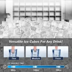 Velieta Ice Machine Commercial Ice Maker Machine, 90 Lbs /24H, 60 lbs Bin, Under Counter Built-in or Freestanding, Stainless Steel Household Use