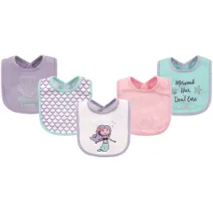 Hudson Baby Infant Girl Cotton Bibs 5pk, Mermaid, One Size