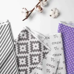 Bacati - Love  Gray Lilac 4 pc Crib Bedding Set with Diaper Caddy