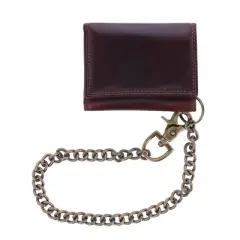 CTM Men's Colorado Leather RFID Trifold Chain Wallet