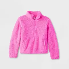 Kids' Faux Shearling Matching Family Half Zip-Up Pullover - Wondershop&trade; Pink