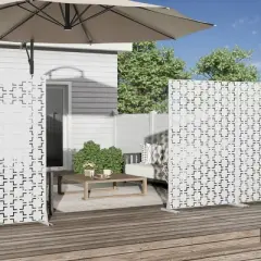 1-Piece 46.8 in.W x 71.37 in.H White Outdoor Metal Screen Decorative Art Panel (6-piece assembly)