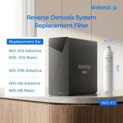 Waterdrop WD-F2 Filter, Replacement for WD-X8-Basic & WD-X8-Alkaline & WD-X12-Basic & WD-X12-Alkaline & WD-X16-Alkaline, 6-month Lifetime