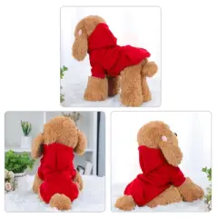 Unique Bargains Polyester Dog Sweatshirt Hooded Hoody Pet Winter Clothes Coat w Pocket