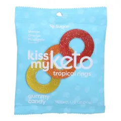 Kiss My Keto Tropical Rings Gummy Candy Mango Orange Pineapple Flavored - Case of 6/1.76 oz