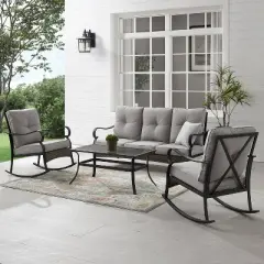 4pc Dahlia Outdoor Steel Sofa Set Taupe/Matte Black - Crosley