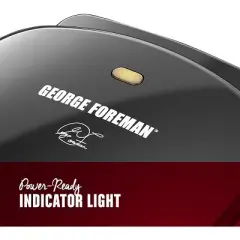 George Foreman GR10B 2-Serving Classic Plate Electric Indoor Grill and Panini Press, Black