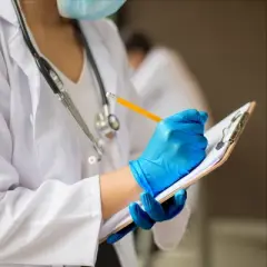 FifthPulse Disposable Vinyl Exam Gloves, Blue, Box of 50 - Powder-Free, Latex-Free, 3-Mil Thickness