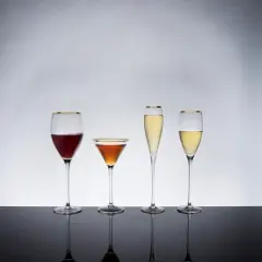 Viski Gold-Rimmed Crystal Champagne Flutes Set of 2 - Premium Crystal Clear Glass, Modern Stemmed, Champagne Glass Gift Set - 8oz