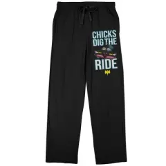 Batman Batmobile Chicks Dig the Ride Men's Black Sleep Pajama Pants