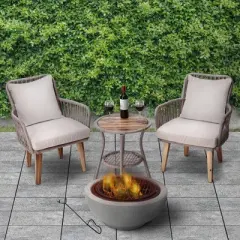 24" Outdoor Wood Burning Round Fire Pit Gray - Teamson Home