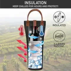 OPUX Wine Bag Single Bottle Carrier Tote, Insulated Thermal Padded Portable Carry Case Travel Cooler Picnic Beach Gift