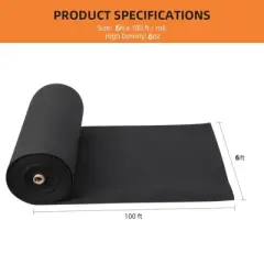 6oz Geotextile Fabric 6ft x 100ft - Heavy Duty PP Non-Woven Landscape Weed Barrier with 350N Tensile Strength & 440N Load Capacity for French Drains