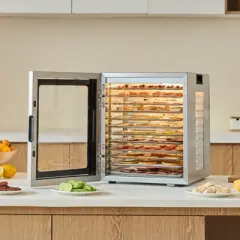 VEVOR Food Dehydrator Machine, 12 Stainless Steel Trays, 850W Electric Food Dryer with Adjustable Temperature & 24-Hour Timer, Freeze Dryer, Silver