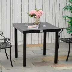 Gulches Outdoor Dining Table for 4, Square Aluminum Metal Legs with Woodgrain Top, Black
