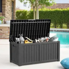 MAYEERTY 120 Gallon Large Capacity Outdoor Deck Box for Patio Furniture Cushions, Pillow with Wheels