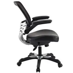 Edge Mesh Vegan Leather Seat Office Chair with Flip-Up Arms Black - Modway